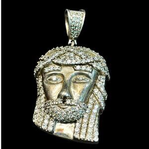 Harlem Bling Sterling 925 Silver CZ Jesus Christ Pendant Miami Cuba Hip Hop